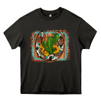 Asphalt cactus sunflower cowhide horseshoe  background Heavy Core Tee - Artiststas