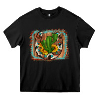 Black cactus sunflower cowhide horseshoe  background Heavy Core Tee - Artiststas