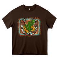 Chocolate Brown cactus sunflower cowhide horseshoe  background Heavy Core Tee - Artiststas
