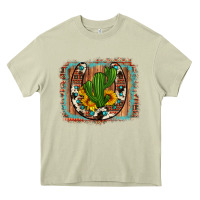 Mossy cactus sunflower cowhide horseshoe  background Heavy Core Tee - Artiststas