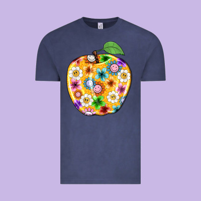 Colorful Flora Apple Teacher Vintage Tee Designed By Nancycooperartshop