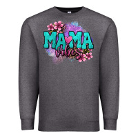 Charcoal Heather mama vibes floral Premium Sweatshirt - OliviaCreatesArt