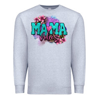Heather Grey mama vibes floral Premium Sweatshirt - OliviaCreatesArt