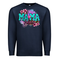 Navy mama vibes floral Premium Sweatshirt - OliviaCreatesArt