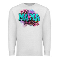 Oatmeal Heather mama vibes floral Premium Sweatshirt - OliviaCreatesArt