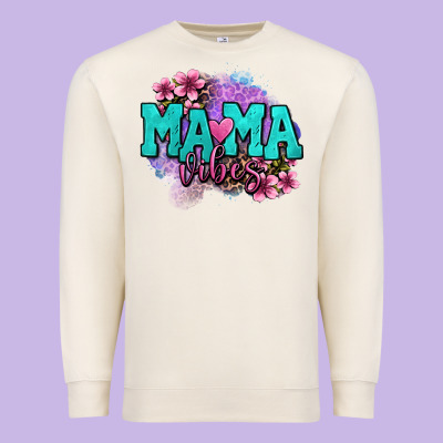 Mama Vibes Floral Premium Sweatshirt Designed By Oliviacreatesart