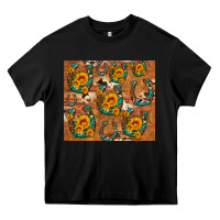 Black sunflower turquoise leopard cowhide horseshoe Heavy Core Tee - Artiststas