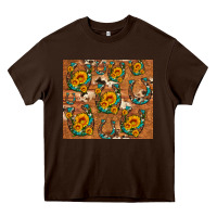Chocolate Brown sunflower turquoise leopard cowhide horseshoe Heavy Core Tee - Artiststas