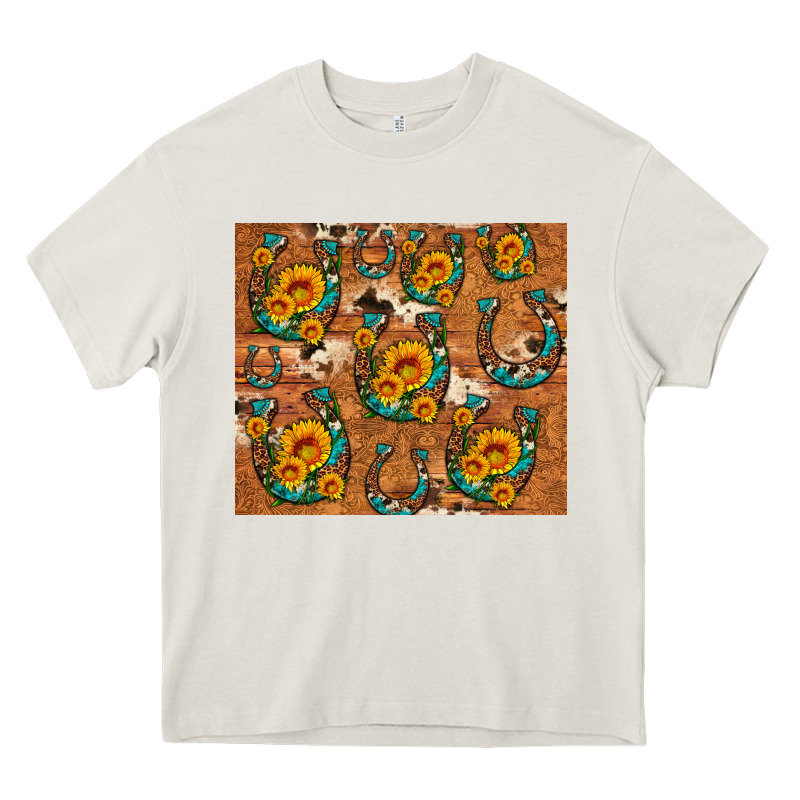 Sunflower Turquoise Leopard Cowhide Horseshoe Heavy Core Tee by Artiststas | Teevron