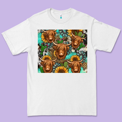 Long Haired Shaggy Cow Western Premium Tee Designed By Jasminsmagicworld