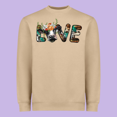 Love With Holstein Cow Heavyweight Sweatshirt Designed By Barkaloodesign