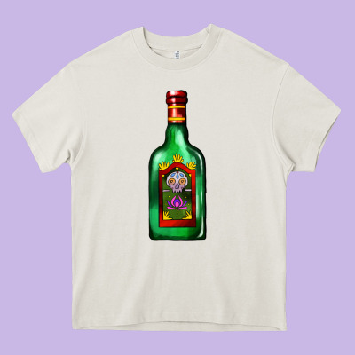 Tequila Bottle Heavy Core Tee Designed By Adodesignshop