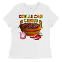 White chilli con carne  with chilli pepper Ladies Tee - AdoDesignShop