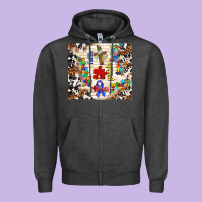 Faith Puzzle Ribbon Zipper Hoodie Designed By Tumblerdesignbyshophia