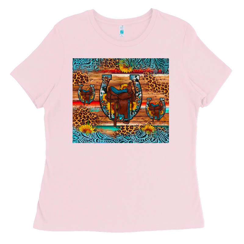 Saddle Horseshoe Leopard Sunflower Ladies Tee by Artiststas | Teevron