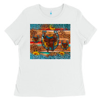 White saddle horseshoe leopard sunflower Ladies Tee - Artiststas