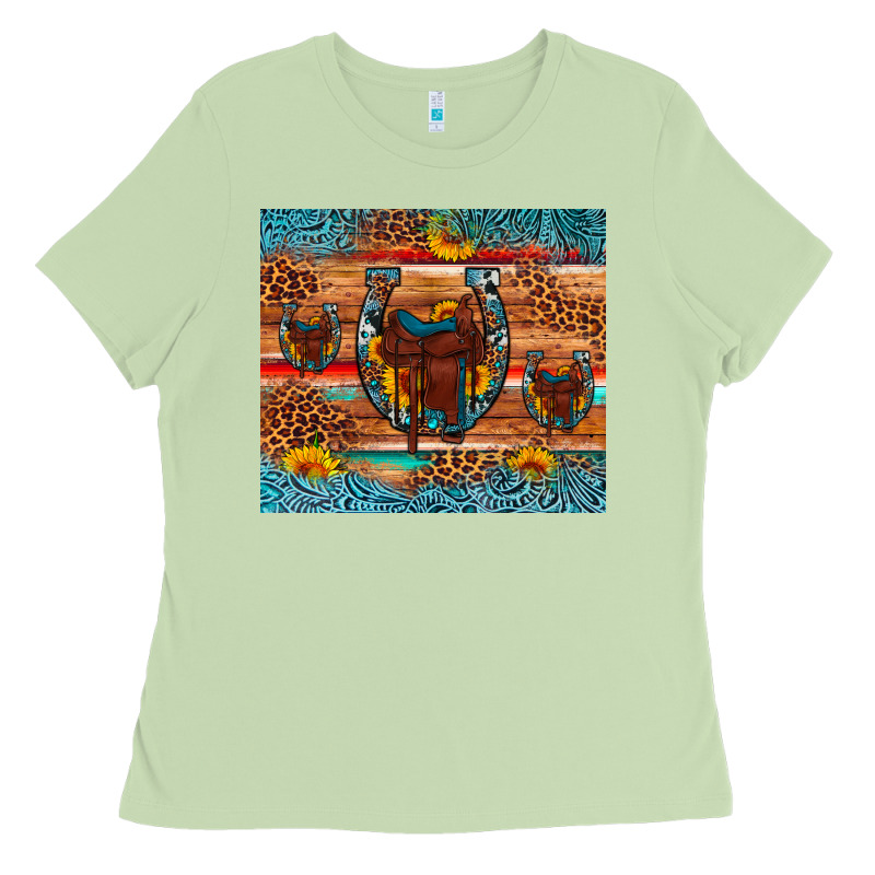Saddle Horseshoe Leopard Sunflower Ladies Tee by Artiststas | Teevron