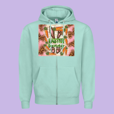 Easter Bunny With Carrots Zipper Hoodie Designed By Tumblerdesignbyshophia