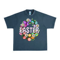 Midnight Navy Easter with eggs and daisy Urban Heavy Tee - NancyCooperArtShop