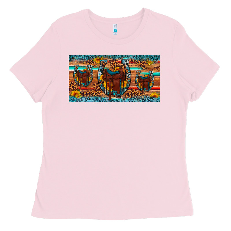 Saddle Horseshoe  Sunflower Leopard License Plate Ladies Tee by Artiststas | Teevron