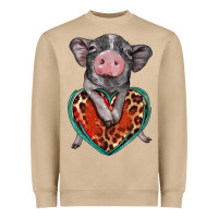Baby Pig With Leopard Heart Heavyweight Sweatshirt | Teevron