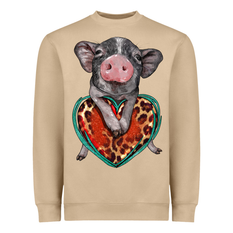 Baby Pig With Leopard Heart Heavyweight Sweatshirt by BarkalooDesign | Teevron