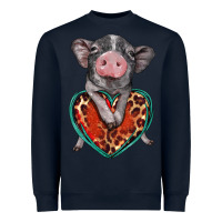 Navy baby pig with leopard heart Heavyweight Sweatshirt - BarkalooDesign