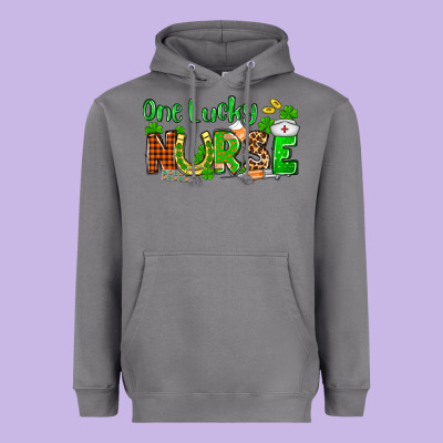 St. Patrick's One Lucky Nurse Heavyweight Hoodie Designed By Oliviacreatesart