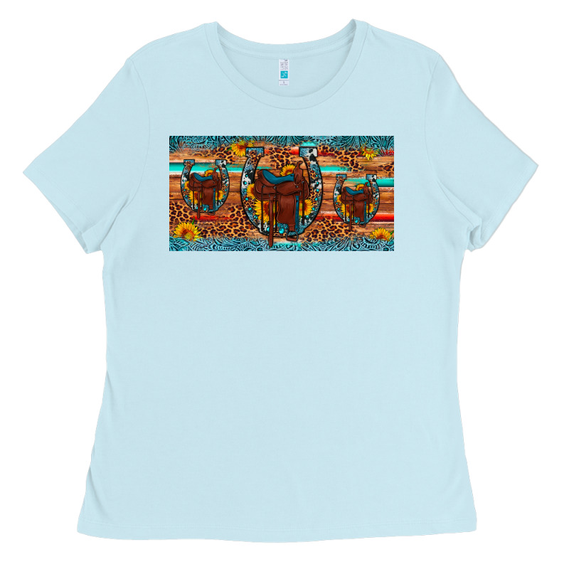Saddle Horseshoe  Sunflower Leopard License Plate Ladies Tee by Artiststas | Teevron