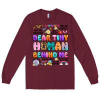 Burgundy dear tiny human behind me Long Sleeve Tee - Artiststas