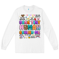 White dear tiny human behind me Long Sleeve Tee - Artiststas