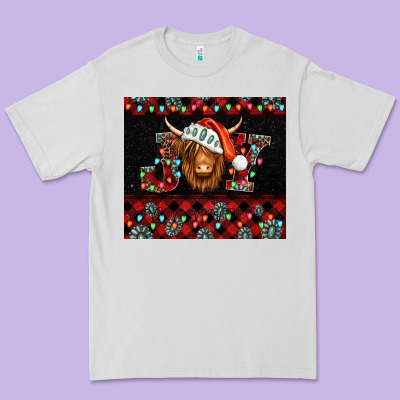Joy Shaggy Cow Christmas Premium Tee Designed By Jasminsmagicworld