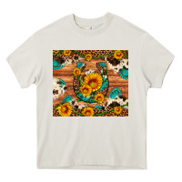 Sunflower Gemstone Leopard Cowhide Horseshoe Heavy Core Tee | Teevron