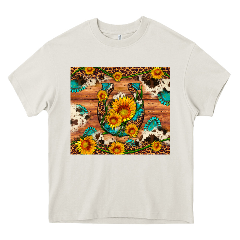 Sunflower Gemstone Leopard Cowhide Horseshoe Heavy Core Tee by Artiststas | Teevron