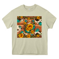 Mossy sunflower gemstone leopard cowhide horseshoe Heavy Core Tee - Artiststas