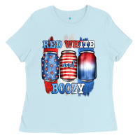Baby Blue red white and boozy Ladies Tee - JahusDesignShop