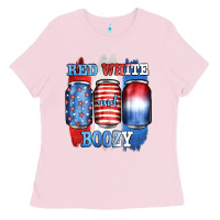 Bubblegum Pink red white and boozy Ladies Tee - JahusDesignShop