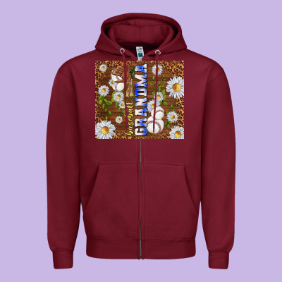 Baseball Grandma Zipper Hoodie Designed By Tumblerdesignbyshophia