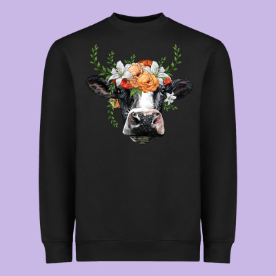 Holstein Cow Head Heavyweight Sweatshirt Designed By Barkaloodesign