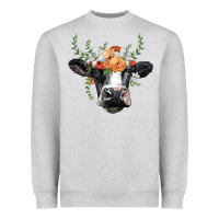 Heather Grey holstein cow head Heavyweight Sweatshirt - BarkalooDesign