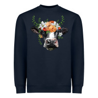 Navy holstein cow head Heavyweight Sweatshirt - BarkalooDesign