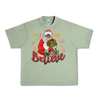 Oil Green believe black santa christmas Urban Heavy Tee - MaliasSmallBusiness
