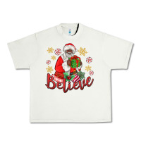 Pistachio believe black santa christmas Urban Heavy Tee - MaliasSmallBusiness