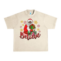Believe Black Santa Christmas Urban Heavy Tee | Teevron