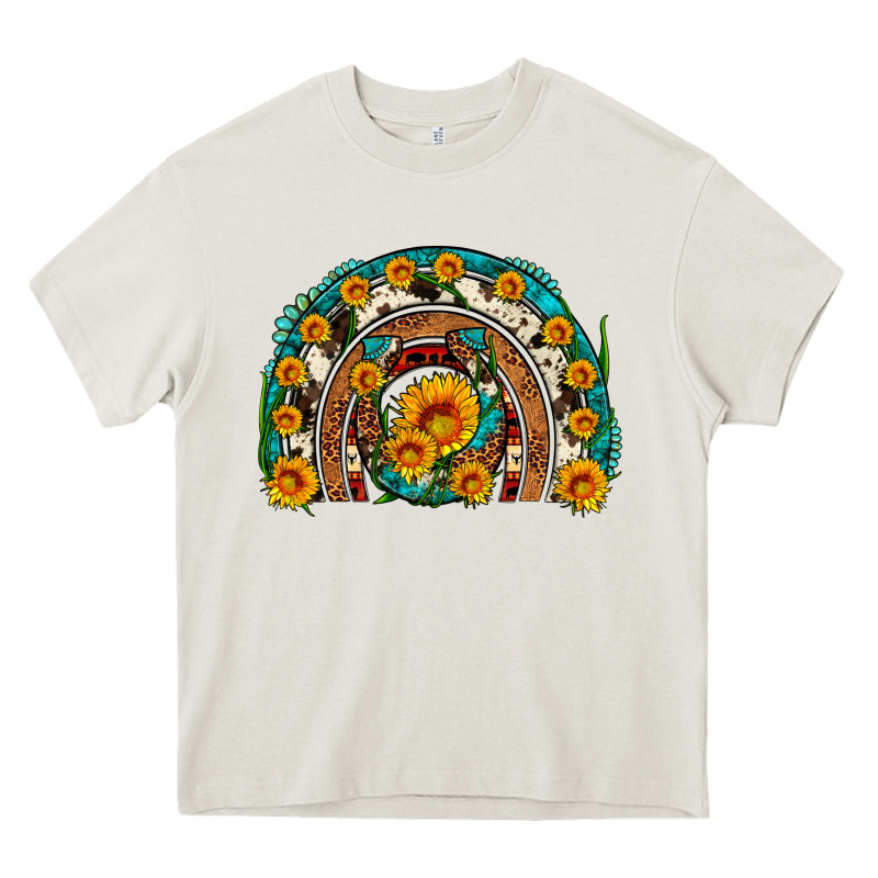 Sunflower Gemstone Leopard Cowhide Horseshoe Rainbow Heavy Core Tee by Artiststas | Teevron