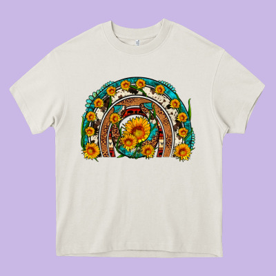 Sunflower Gemstone Leopard Cowhide Horseshoe Rainbow Heavy Core Tee Designed By Artiststas