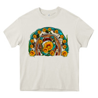 Cream sunflower gemstone leopard cowhide horseshoe rainbow Heavy Core Tee - Artiststas