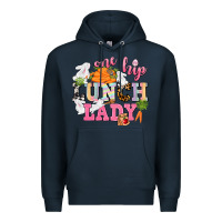 Navy One hip Lunch Lady Easter Day Premium Hoodie - CowGirlArtShop