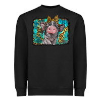 Black baby pig with leopard background Heavyweight Sweatshirt - BarkalooDesign