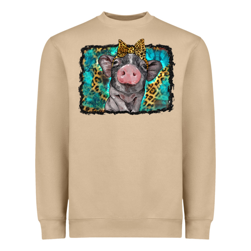 Baby Pig With Leopard Background Heavyweight Sweatshirt by BarkalooDesign | Teevron